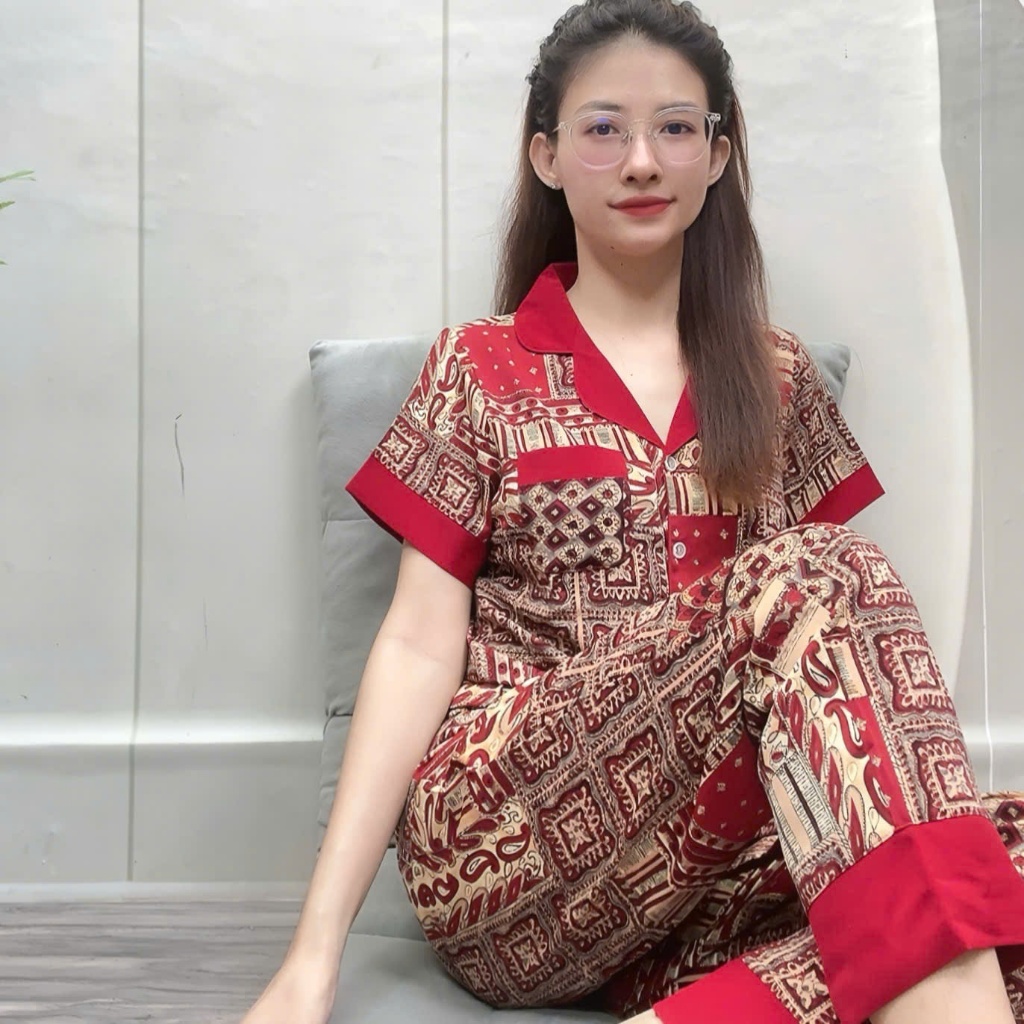 Đồ Bộ Pyjama Lụa Mango Tay Ngắn Quần Dài Size từ 48 đến 78kg