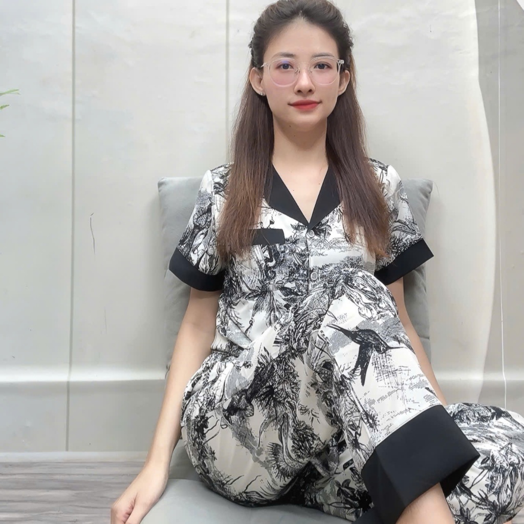 Đồ Bộ Pyjama Lụa Mango Tay Ngắn Quần Dài Size từ 48 đến 78kg