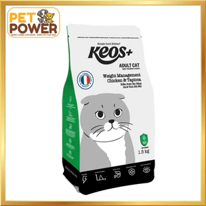 Hạt Mèo Keos+ Adult Weight Management Vị Gà & Tapioca 1.5kg - Hỗ Trợ Kiểm Soát Cân Nặng