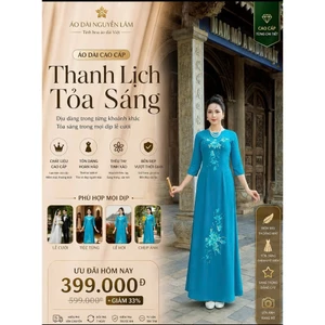 Áo Dài Lụa Thêu , Áo Dài Cho Mẹ, Áo Dài Mẹ Sui - A15 Xanh Ngọc Áo Dài Nữ Cao Cấp, Co Gian 4 Chiều.