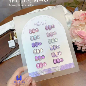 Set Sơn Gel Milan 12 Màu , Tone Màu Tím, Hiệu Ứng Mắt Mèo Đẹp, Tặng Kèm Bảng [ Bình An ]