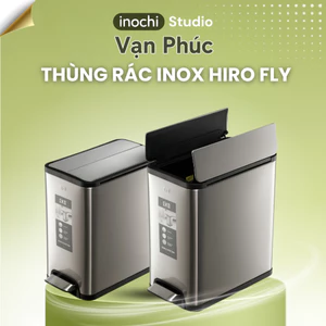 Thùng rác Inox Hiro Fly - Mở nắp 90 độ khi đạp - Nắp đóng nhẹ nhàng 5s