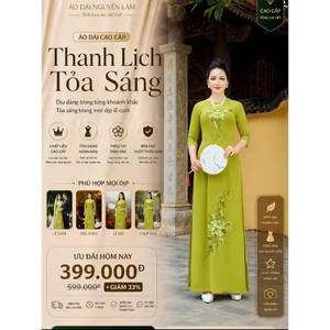 Áo Dài Cho Mẹ Sui Thêu Tay Cao Cấp - Mã A20 Màu Xanh Non Độ Co Giãn 4 Chiều, Áo Dài Cho Nữ