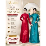 Áo dài Y Liên - Áo dài cho mẹ sui lụa ruby thêu tinh tế, điểm đá 7 màu cổ đính thủ công cao cấp, cổ cao 2,5p tà A — ảnh 1