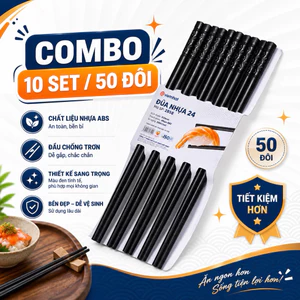 Combo 50 Đôi Đũa Nhựa Ăn Cơm Việt Nhật 2858, Chịu Nhiệt, Chống Trơn Trượt, Dễ Vệ Sinh