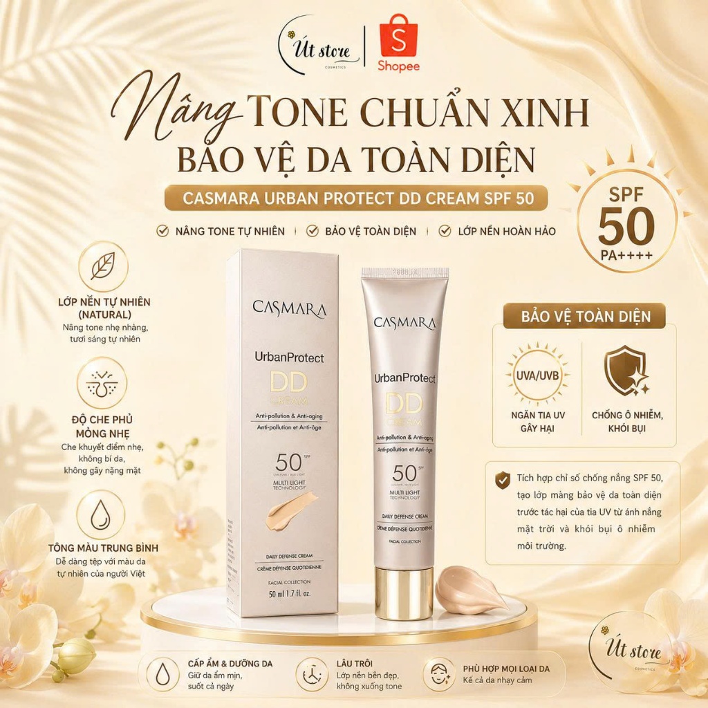 Kem Trang Điểm Nâng Tone Casmara Urban Protect DD Cream SPF 50
