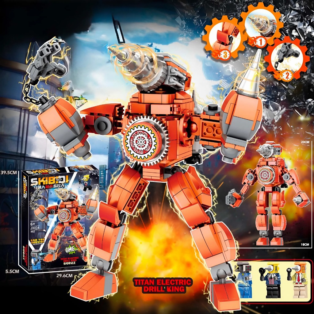Đồ Chơi Skibidi Toilet Titan Tv Man JX042 Clock Man Drill Man Red