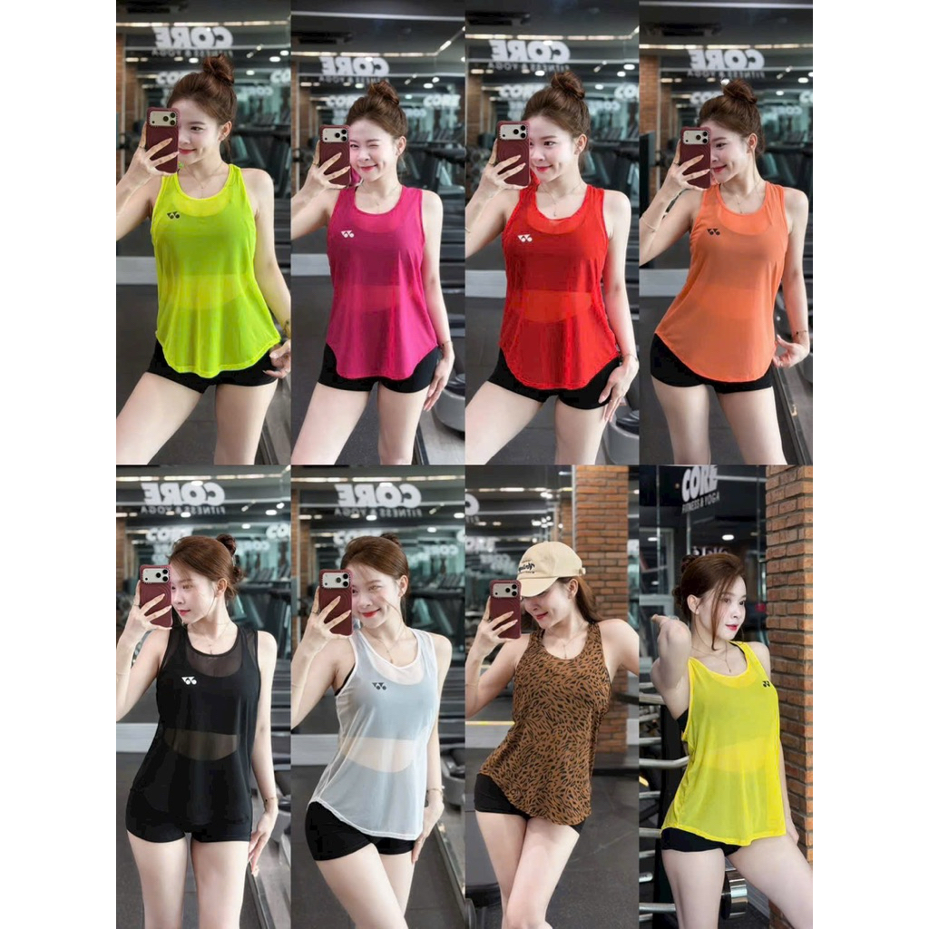 Áo tank top lưới ba lỗ tập gym form rộng lưng khoét đẹp 004Logo