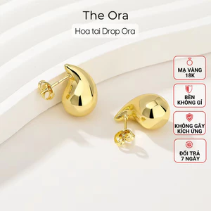 Bông tai nữ hình giọt nước mạ vàng 18K, đơn giản hiện đại Drop Ora - HD002