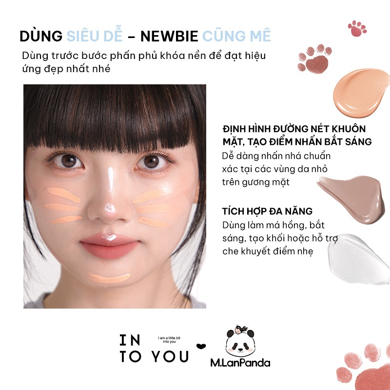 [NEW LIMITED PHIÊN BẢN PANDA] Má hồng và highlighter hai đầu INTO YOU x MLAN 6.6g