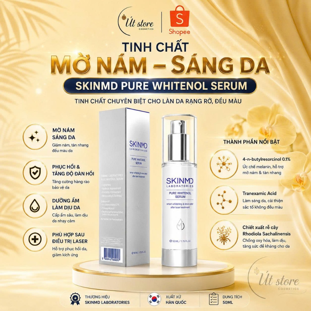 Tinh Chất Mờ Nám Sáng Da Skinmd Pure Whitenol Serum 50ml