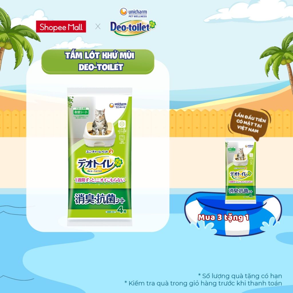 Tấm lót khử mùi cho mèo Deo-toilet 4 miếng