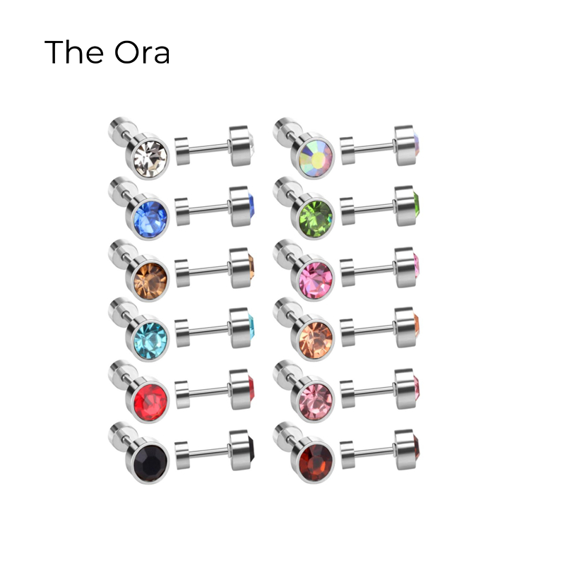 Bông tai Birthstone Dots đính đá CZ nhiều màu - Ora AS025