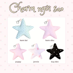 Charm NGÔI SAO chần bông Pastelish, dùng để cài túi xách, balo. Charm dạng ngôi sao vải xốp, chần bông mịn bên trong