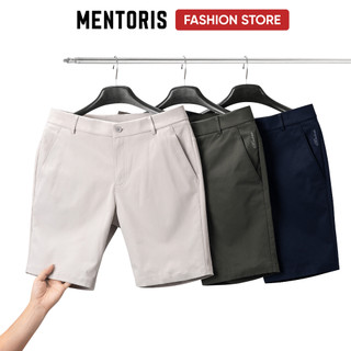 Quần Short Nam Cạp Cúc Cao Cấp Mentoris, Vải Kaki Day Dặn, Form Trên Gối Sang trọng MSR15