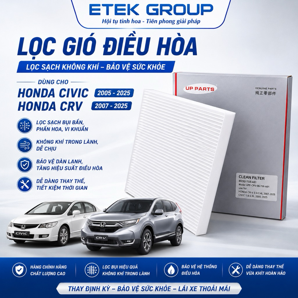 Lọc gió điều hòa dùng cho HONDA CIVIC 2005 - 2025, CRV 2007 - 2025