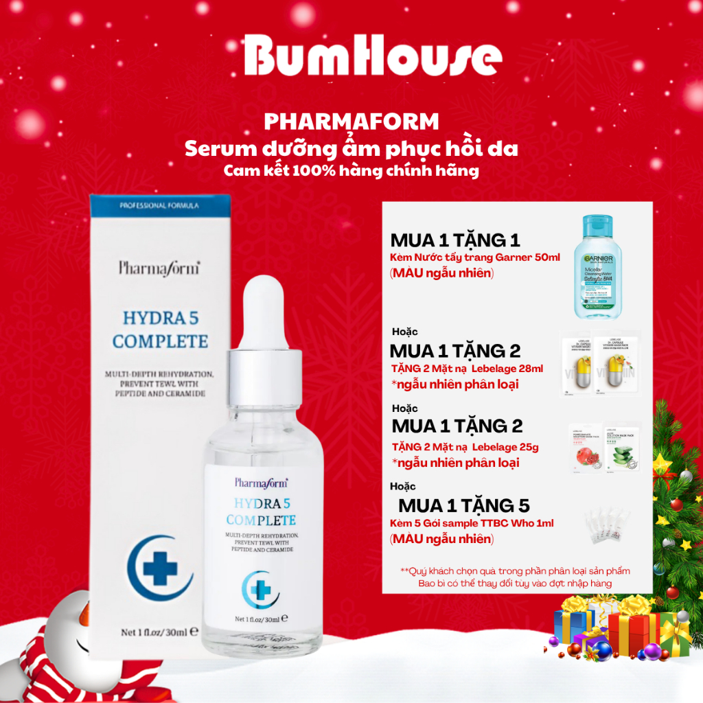 [Mua 1 tặng 2] Tinh chất vitamin B5 Pharmaform Hydra 5 Complete Serum dưỡng ẩm, hỗ trợ phục hồi da 30ml