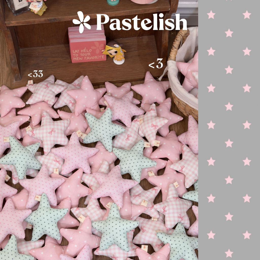 Charm NGÔI SAO chần bông Pastelish, dùng để cài túi xách, balo. Charm dạng ngôi sao vải xốp, chần bông mịn bên trong