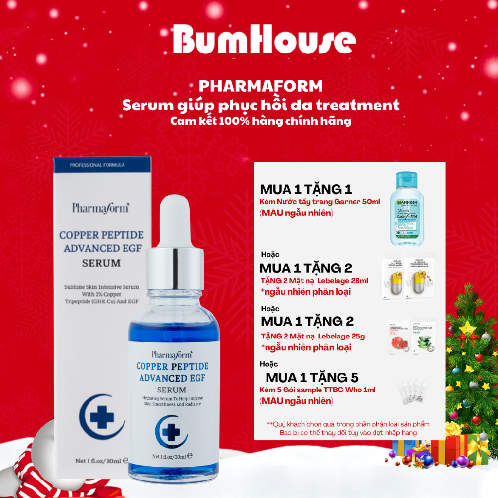 [Mua 1 tặng 2] Serum Pharmaform Copper Peptide Advance EGF - Tinh Chất Đồng Peptide Phục Hồi Da, Giảm Đỏ - 30ml