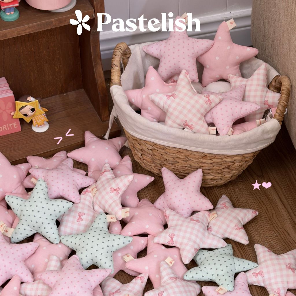 Charm NGÔI SAO chần bông Pastelish, dùng để cài túi xách, balo. Charm dạng ngôi sao vải xốp, chần bông mịn bên trong
