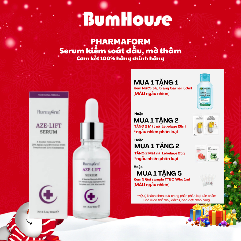 [Mua 1 tặng 2] Tinh Chất Pharmaform AZE LIFT 20% Azelaic Acid & 20% Niacinamide Hỗ Trợ Kiềm Dầu, Giảm Mụn - 30ml