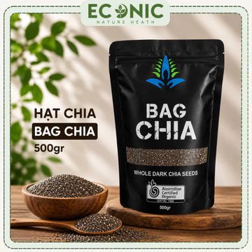 Hạt chia Úc Black Bag Chia Whole Dark Chia Seeds 500g