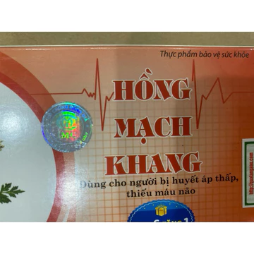 hồng mạch khang (người huyết áp thấp, tuần hoàn máu kém, khí huyết kém: đau đầu, hoa mắt, buồn nôn, hụt hơi, hoạt huyết