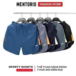 Quần Short Thể Thao Nam MENTORIS Vải Gió Siêu Nhẹ, Thoáng Khí, Túi Khoá, Dây Rút Tiện Lợi MSR13