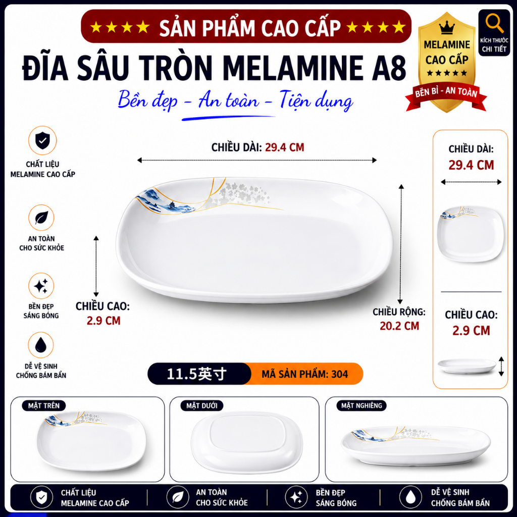 ĐĨA  304 MELAMINE A8 CAO CẤP – PHONG CÁCH PHƯƠNG ĐÔNG SANG TRỌNG