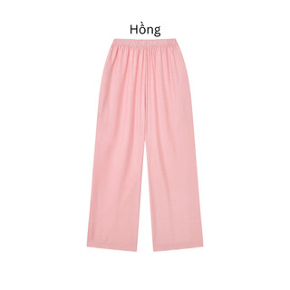 Quần suông nữ lưng thun ống rộng mặc mát, thoáng không bí
