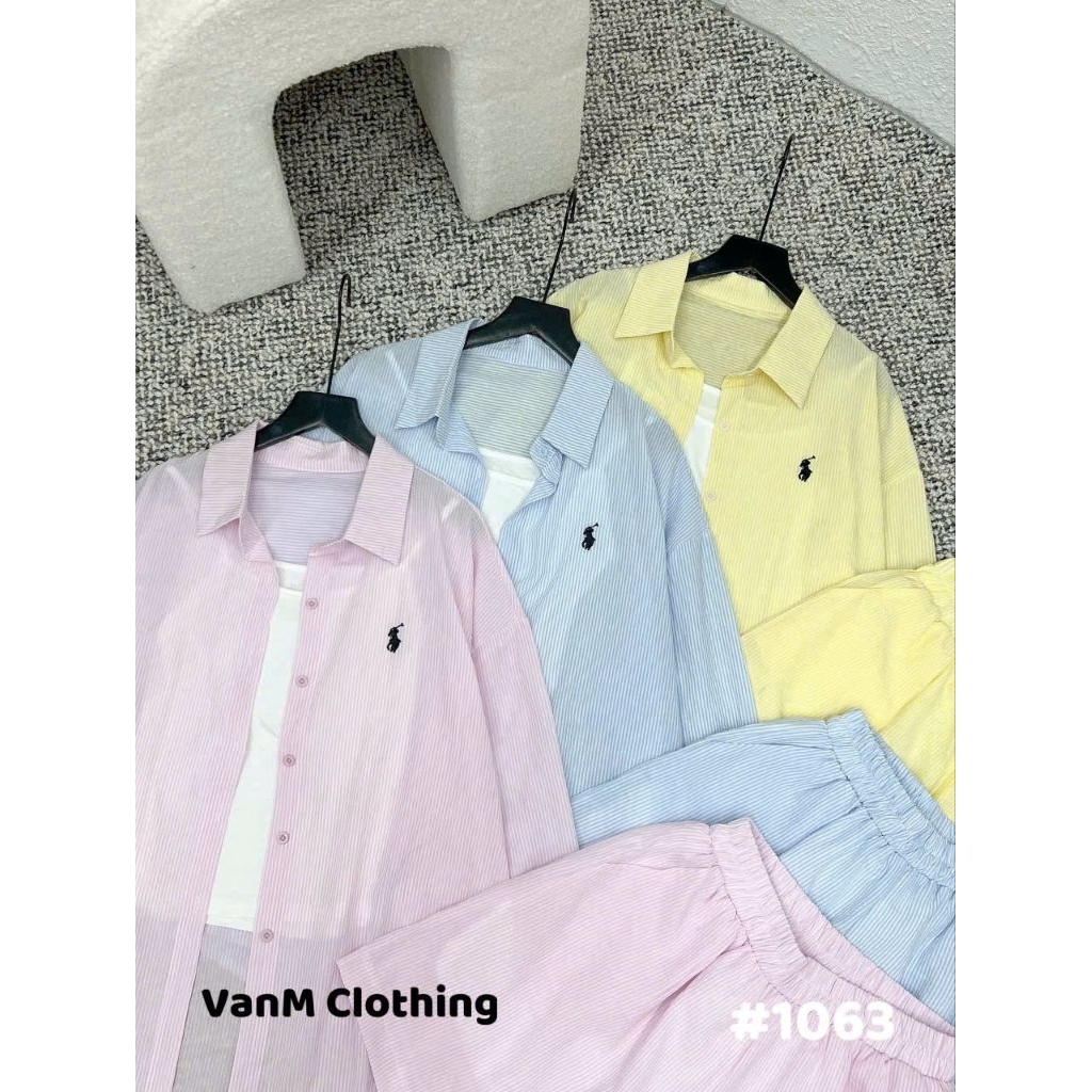 [𝑯𝒂 𝑨𝒏𝒉] Set Áo Sơ Mi  Bộ Kẻ Ngựa QCL1