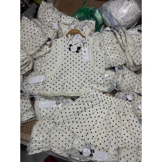 PHẠM THÙY SHOP: SET ÁO CHẤM BI SÁT NÁCH MIX CHÂN VÁY KÈM ẢNH THẬT