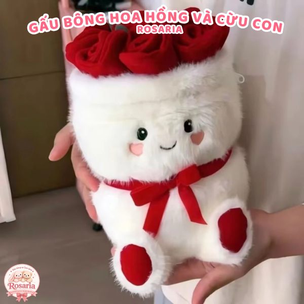 Gấu Bông Hoa Hồng Kèm Cừu Con Cute – Quà Tặng Valentine, Sinh Nhật, Kỷ Niệm Cực Dễ Thương