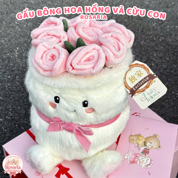Gấu Bông Hoa Hồng Kèm Cừu Con Cute – Quà Tặng Valentine, Sinh Nhật, Kỷ Niệm Cực Dễ Thương