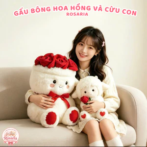 Gấu Bông Hoa Hồng Kèm Cừu Con Cute – Quà Tặng Valentine, Sinh Nhật, Kỷ Niệm Cực Dễ Thương
