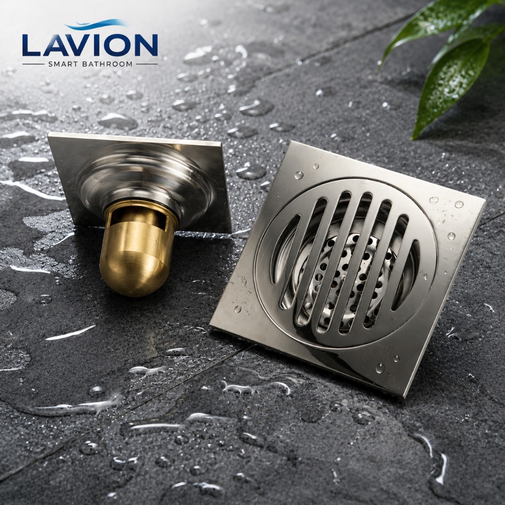 PHỄU THOÁT SÀN INOX 304 NGĂN MÙI, CHỐNG HÔI 2 NGĂN – THOÁT NƯỚC NHANH, KÍCH THƯỚC 12X12, 15X15