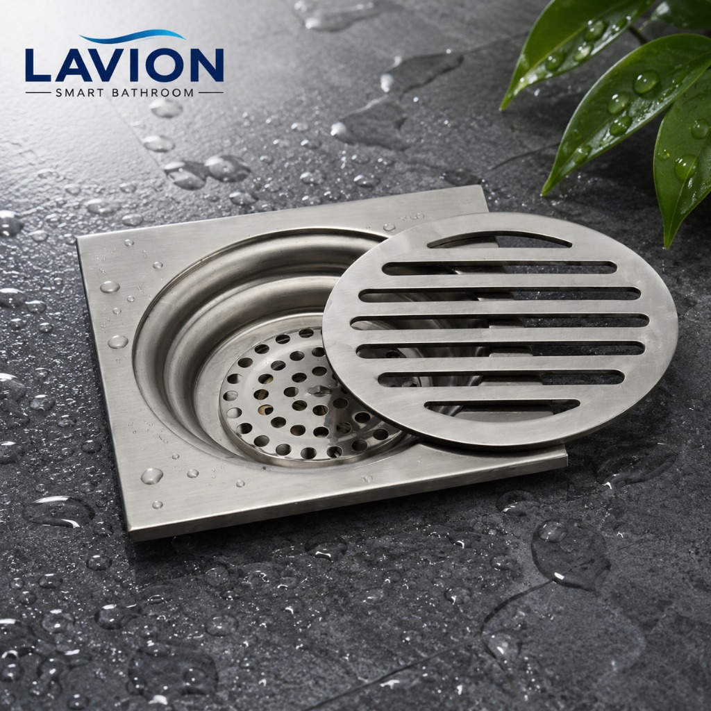 PHỄU THOÁT SÀN INOX 304 NGĂN MÙI, CHỐNG HÔI 2 NGĂN – THOÁT NƯỚC NHANH, KÍCH THƯỚC 12X12, 15X15