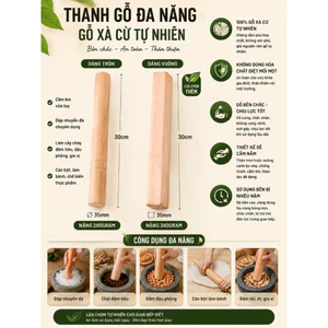 Chày Gỗ Đập Nước Đá Xà Cừ Cao Cấp 30cm, Nặng 250g Cầm Đầm Tay Cho Quán Cà Phê, Gia Đình, cán bột, đâm tiêu