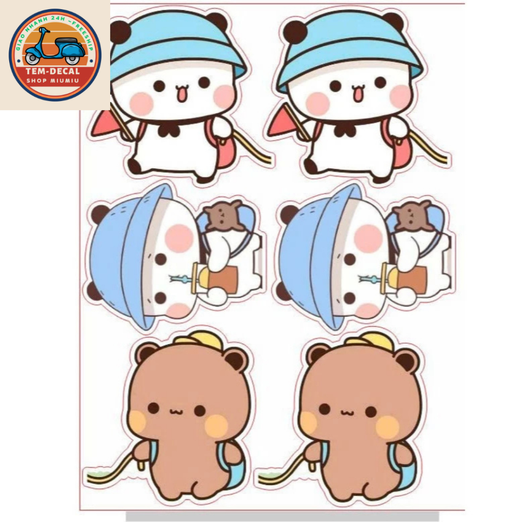 Bộ Tem Dán Xe Stiker Chibi Dễ Thương Tem 3 lớp, không ảnh hưởng đến màu sơn của xe