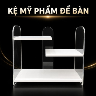 Kệ Để Bàn, Kệ Đựng Đồ, Kệ Mỹ Phẩm, Kệ Đựng Đồ Trang Điểm, Bình Sữa Trẻ Em Để Bàn Gỗ Nhựa Trắng Mica Trong Suốt 2,3 Tầng