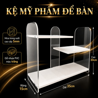 Kệ Để Bàn, Kệ Đựng Đồ, Kệ Mỹ Phẩm, Kệ Đựng Đồ Trang Điểm, Bình Sữa Trẻ Em Để Bàn Gỗ Nhựa Trắng Mica Trong Suốt 2,3 Tầng