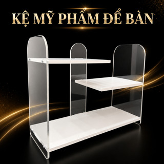 Kệ Để Bàn, Kệ Đựng Đồ, Kệ Mỹ Phẩm, Kệ Đựng Đồ Trang Điểm, Bình Sữa Trẻ Em Để Bàn Gỗ Nhựa Trắng Mica Trong Suốt 2,3 Tầng