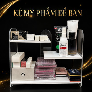 Kệ Để Bàn, Kệ Đựng Đồ, Kệ Mỹ Phẩm, Kệ Đựng Đồ Trang Điểm, Bình Sữa Trẻ Em Để Bàn Gỗ Nhựa Trắng Mica Trong Suốt 2,3 Tầng