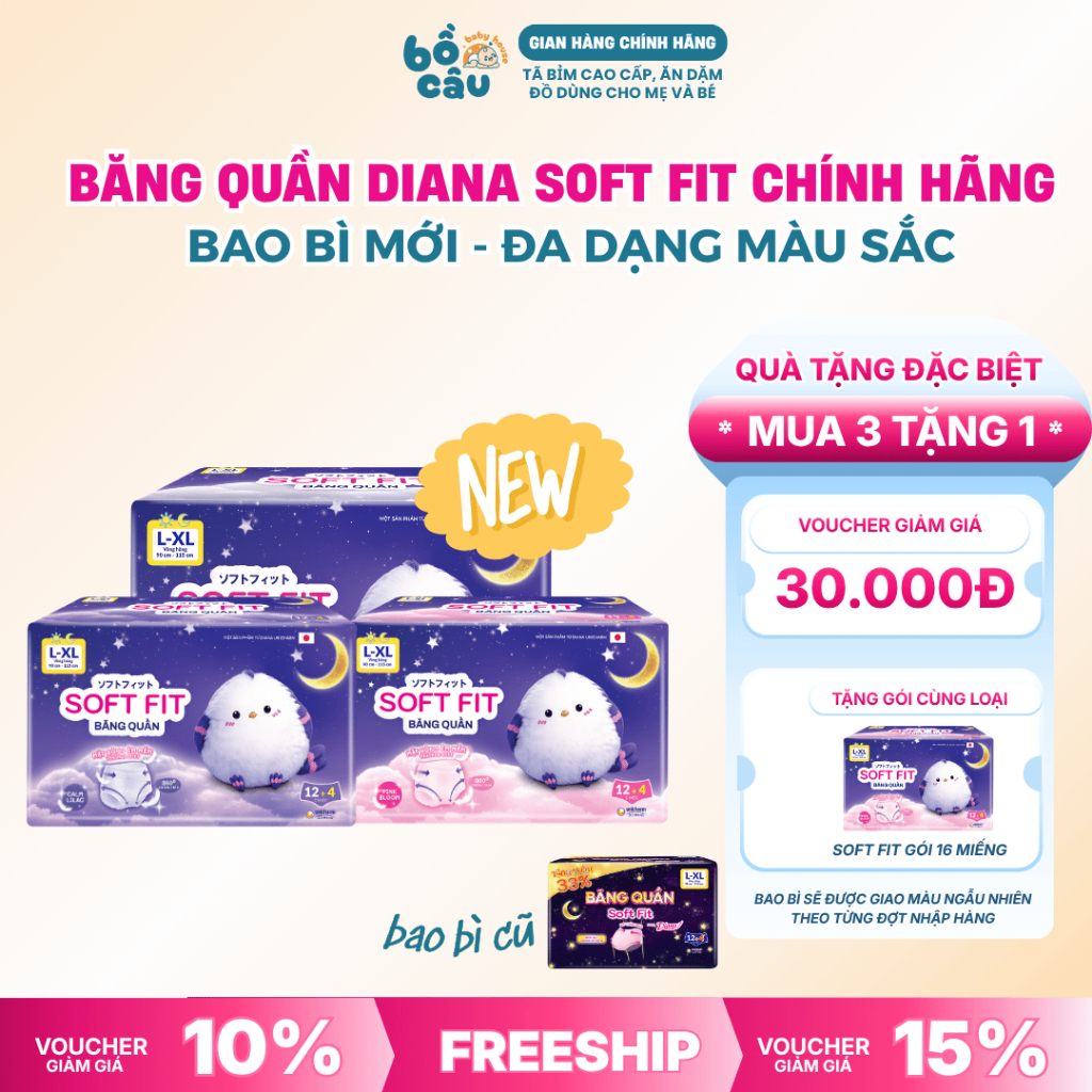 Băng Quần Diana Soft Fit 12+ 4 miếng – Băng Vệ Sinh Quần Ban Đêm 360° Chống Tràn, Êm Mềm