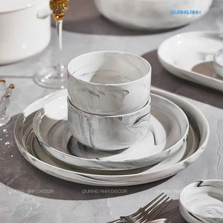 Bộ Bát Đĩa Gốm Sứ Cao Cấp Sang Trọng 36PCS | Phong Cách Bắc Âu HOME DECOR Tối Giản LUXURY TABLEWARE