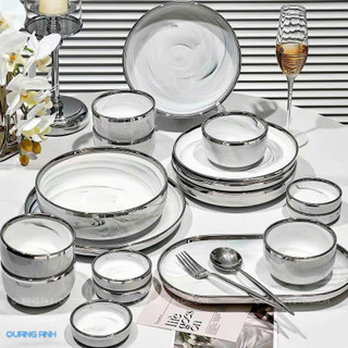 Bộ Bát Đĩa Gốm Sứ Cao Cấp Sang Trọng 36PCS | Phong Cách Bắc Âu HOME DECOR Tối Giản LUXURY TABLEWARE
