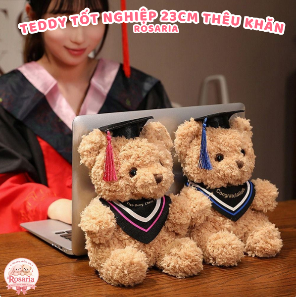 Gấu Bông Teddy Tốt Nghiệp 23cm Thêu Khăn Theo Yêu Cầu – Quà Tặng Tốt Nghiệp Ý Nghĩa, Dễ Thương