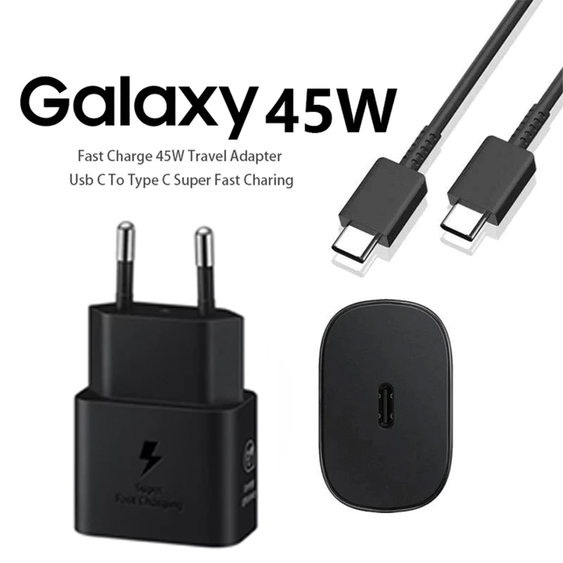 (COD) Bộ Sạc Nhanh Samsung Chính Hãng 45W (Cáp Sạc Nhanh + Bộ Sạc) Type C to Type C Siêu Nhanh
