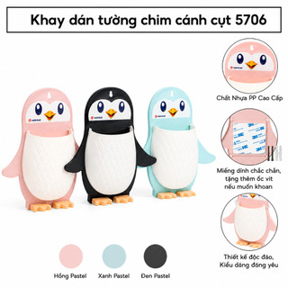 Kệ dán tường đa năng hình chim cánh cụt siêu kute , Kệ đựng đồ nhà tắm dán tường, decor nhà cửa 5706