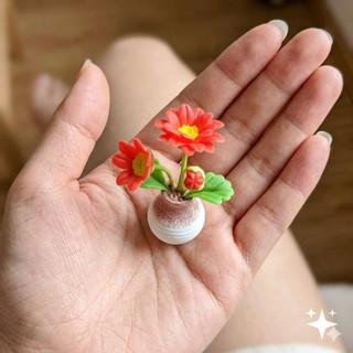 Hoa Đồng Tiền đất sét Nhật cao cấp mini - Trang trí Bàn Thờ Thần Tài mini, thần tài thổ địa mini, Trang trí Bàn làm việc